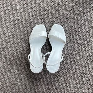 Zara mock croc leather strappy sandals in white size 35